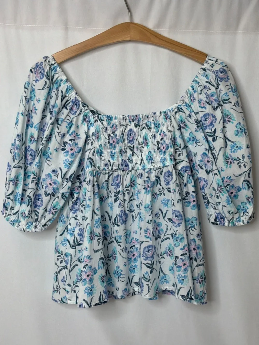 Lauren Conrad Elbow Length Cotton Floral Print Top - Picture 3 of 6